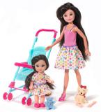 Кукла Мила 23 см с куклой Вики 12 см в коляске и с собачкой Funky toys 70005